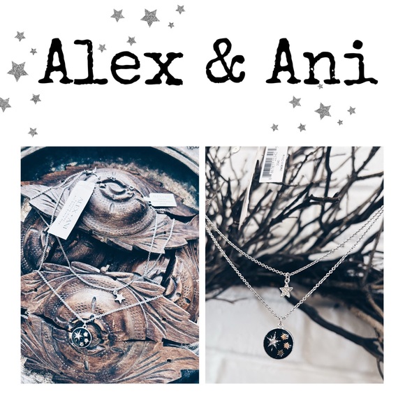 Alex and Ani Celestial Double Row Necklace NWT Silver Black Enamel M - Picture 2 of 9